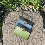 Lola Prusac card folio in leaf and periwinkle