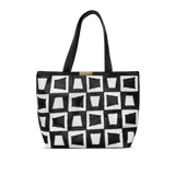Isabella Tote in black and white patchwork design