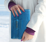 Eden Clutch in Blue Alligator